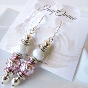 Pink N White Earrings - Bundle 5 pair get 50% off